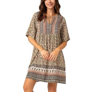 Knox Rose Small Knee Length Floral Boho Casual Dress Cottagecore